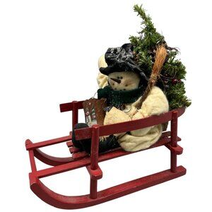 Christmas plush snowman sleigh figurine decor tree sheep tin bag white sparkle R